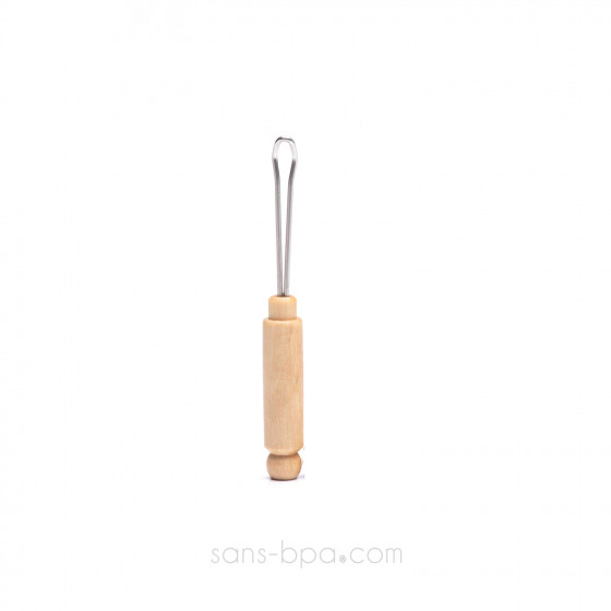 ESCURETTE cure-oreille réutilisable inox & bois
