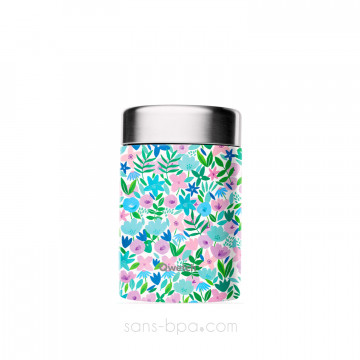 Boite repas isotherme 100% inox FLORA BLEU - 650 ml