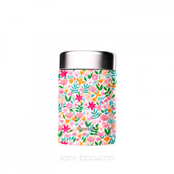 Boite repas isotherme 100% inox FLORA ROSE  - 650 ml
