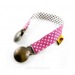 Attache serviette & doudou - ROSE A POIS