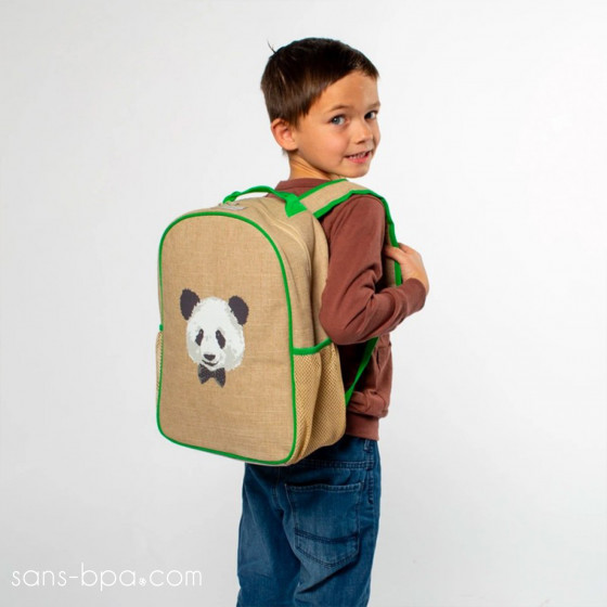 Cartable maternelle lin enduit Panda
