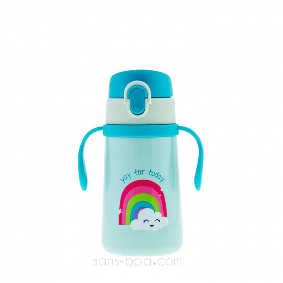 Gourde paille inox isotherme poignée 360ml - Dino Stomp