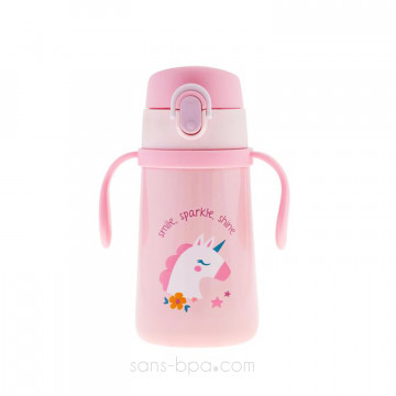 Gourde paille inox isotherme poignée 360ml - Rainbow