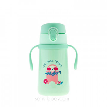 Gourde paille inox isotherme poignée 360ml - Licorne