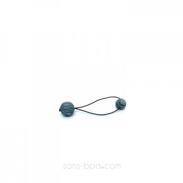 Élastique à cheveux Billes de bois - ZigZag bleu