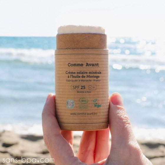 Crème solaire minérale solide à l'huile de Moringa - 80 g