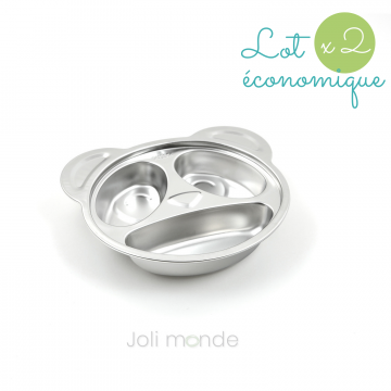 Lot 2 plateaux repas 3 compartiments Kids . POCA le panda