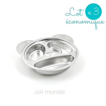 Lot 3 plateaux repas 3 compartiments Kids . POCA le panda