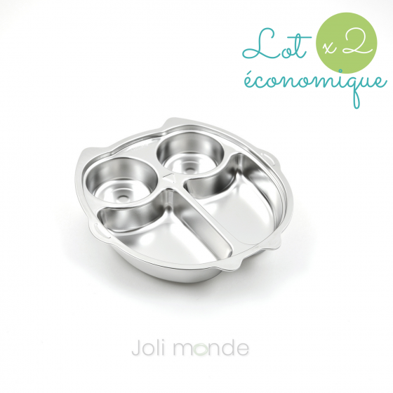 Lot 2 assiettes à compartiments . SYLVETTE la chouette