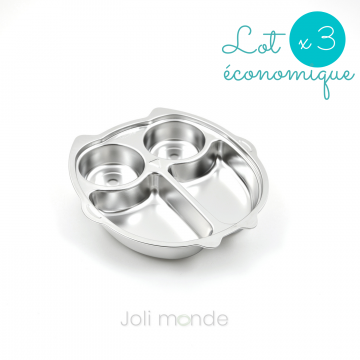 Lot 3 assiettes à compartiments . SYLVETTE la chouette