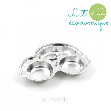 Lot 2 assiettes inox à compartiments - VROUM la voiture
