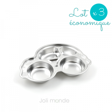 Lot 2 assiettes inox à compartiments - VROUM la voiture
