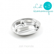 Lot 2 assiettes inox à compartiments - COCO le singe