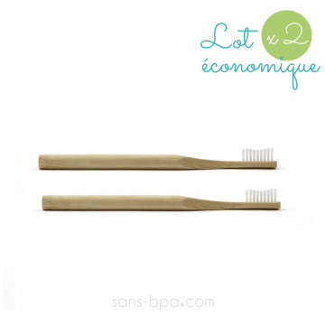 Lot 2 Brosses à dents bambou - Ronde - Poils souples