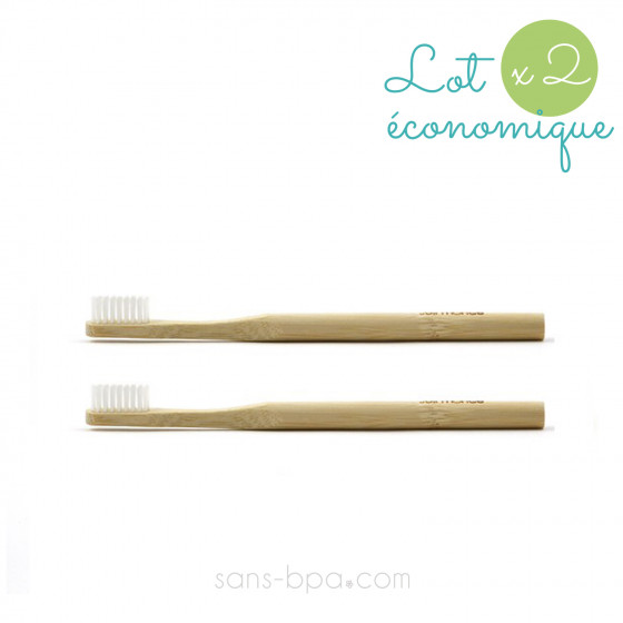 Lot 2 Brosses à dents bambou - Vague - Poils souples