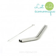 Lot 2 pailles inox & goupillon ~ Modèle COURT