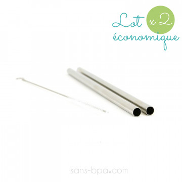 Lot 2 pailles inox ~ Modèle SMOOTHIE