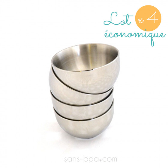 Lot 4 bols inox double paroi GRAND