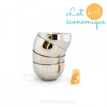 Lot 4 bols inox double paroi MEDIUM