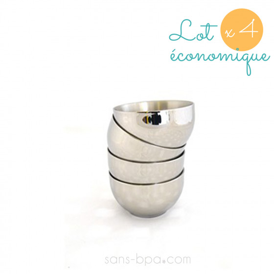 Lot 4 bols inox double paroi Small