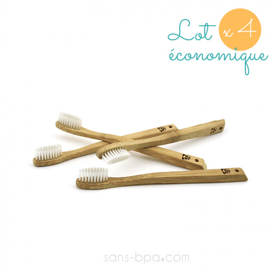 Lot 4 brosses à dents bambou Modèle Kid
