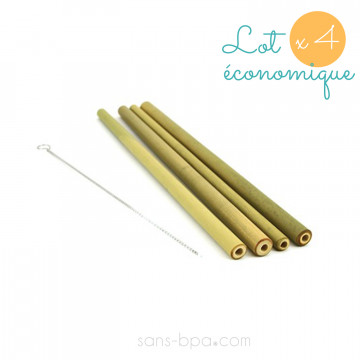 Lot 4 pailles courtes bambou KIDS sans-bpa.com