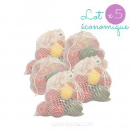 Lot 5 sacs à fruits filet LARGE - Joli Monde