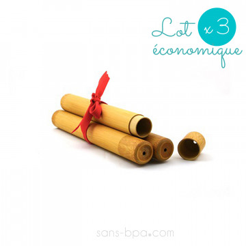 Lot 3 étuis bambou