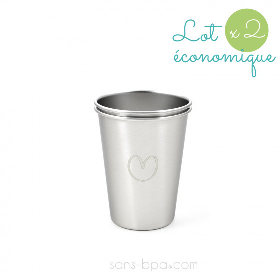 Lot 2 timbales inox 350 ml - Coeur