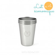 Lot 4 timbales inox 350 ml - Coeur