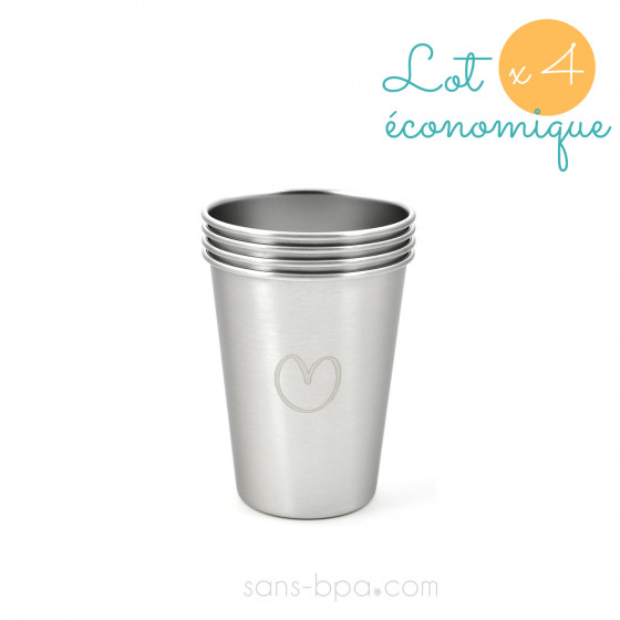 Lot 4 timbales inox 350 ml - Coeur