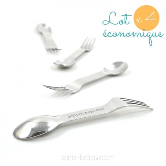 Ensemble 4 couverts 2-en-1 inox - In Steel
