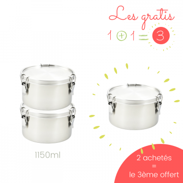 2 boites inox étanches La Retro Diam 14cm + 1 GRATUITE