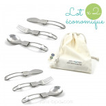 Lot 2 C'est dans la poche - 3x2 couverts pliables & leur pochette coton Bio