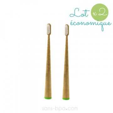 Lot 2 Brosses à dents bambou - CONICOLOR - Green - JOLI MONDE