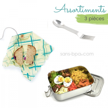 Ensemble repas 3 pièces La Rectangle + sandwich Bee's Wrap + cuillette inox In Steel