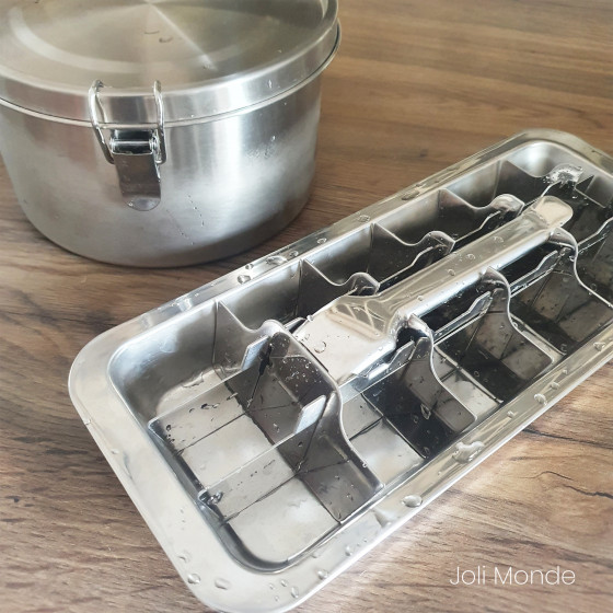 Assortiment bac à glaçons inox & son contenant inox La Retro Diam 16