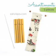 Ensemble 6 pailles KIDS bambou & leur pochon