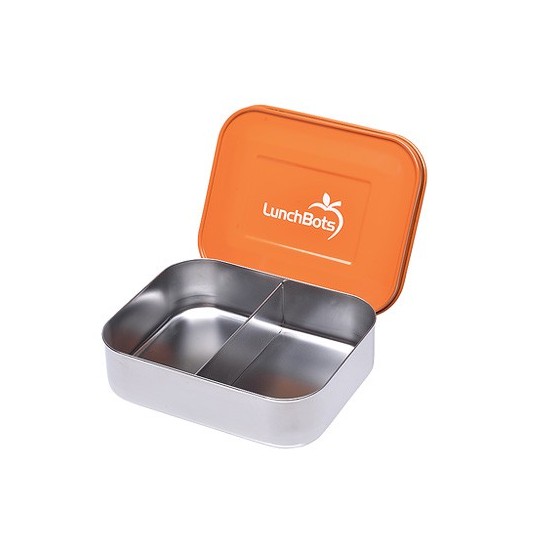 Boîte à goûter orange DUO 100 % inox de LUNCHBOTS