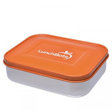 Boîte à goûter orange DUO 100 % inox de LUNCHBOTS 2