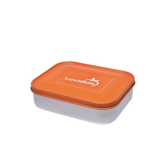 Boîte à goûter orange DUO 100 % inox de LUNCHBOTS