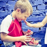 Attache serviette & doudou - ROSE A POIS