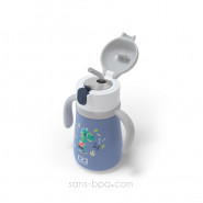 Gourde paille inox isotherme 350ml - Léopard