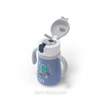 Gourde paille inox isotherme 350ml - Léopard 2