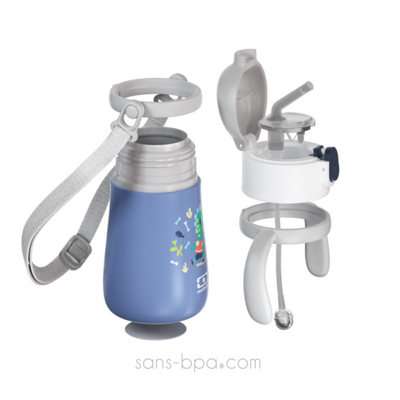 Gourde paille inox isotherme 350ml - Léopard