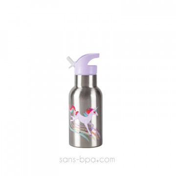 Gourde inox isotherme à paille - LICORNE - CROCODILE CREEK