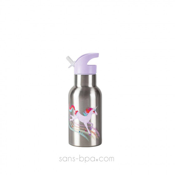 Gourde inox isotherme à paille - LICORNE - CROCODILE CREEK