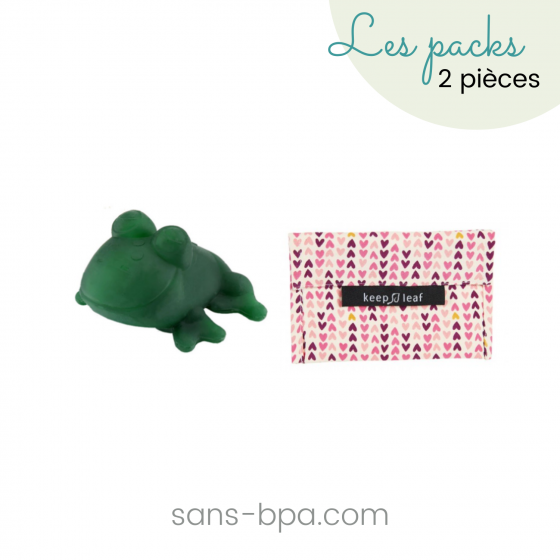 Kit Jeu de bain caoutchouc - Grenouille et Petits coeurs