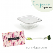 Kit Contenant 520ml Verre & inox & ses couverts