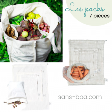 Kit complet courses en Vrac . Cabas & 6 sacs